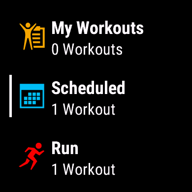 Scheduled workouts on Garmin watch